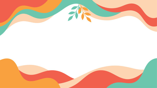 Abstract organic wave background with plant leaves and copy space. Flat vector illustration EPS 10.