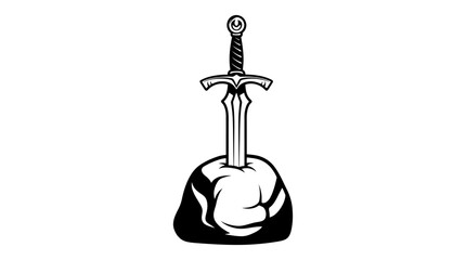 Sword Stuck In Rock Silhouette blade weapon © MD