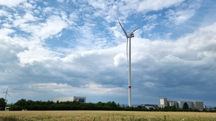 wind turbine in the field near paderborner brewery © TwilightArtPictures
