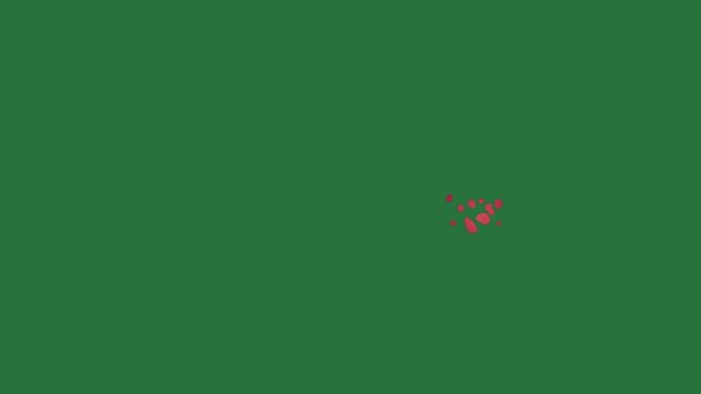 White border and screen red spot small dot line heart isolated on green screen background