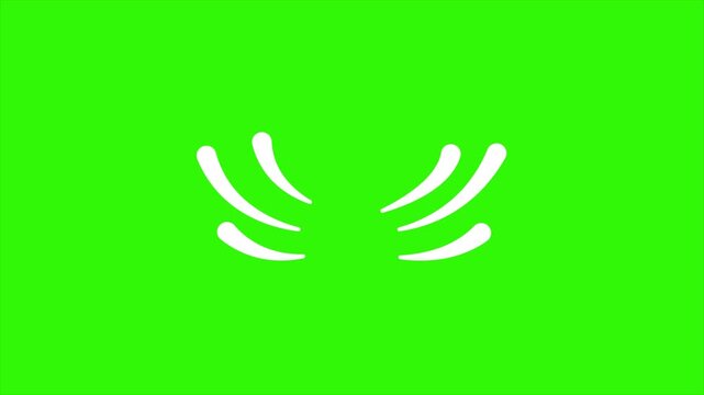 Line burst cartoon splash animation, white dynamic liquid pop effect, hand drawn energy explosion element, 4K chroma key green screen background, overlay FX graphic for video editors.