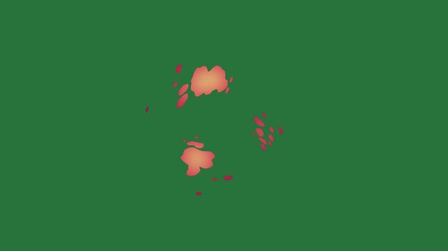 White border and screen picture of the earth red dot globe heart orange logo circle isolated on green screen background