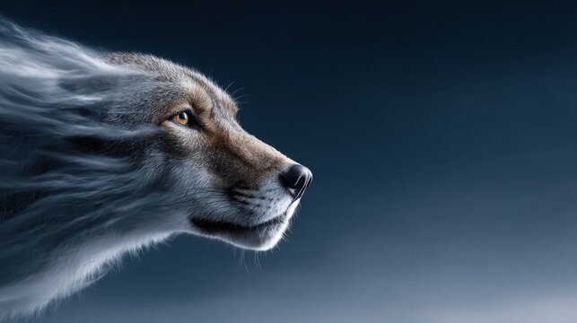 Wolf silhouette conveys strength and movement in dynamic scene