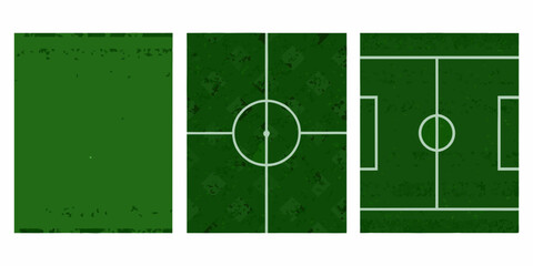 soccer field vector illustration with minimalist design football pitch sports ground green grass white lines center circle goal area markings sport © Mitali