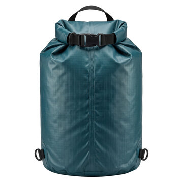 Teal waterproof dry bag on transparent background