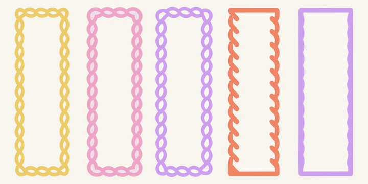 hand drawn frames with playful braided borders simple composition rectangular ornament pattern illustration vector colorful design decoration graphic art element sketch
