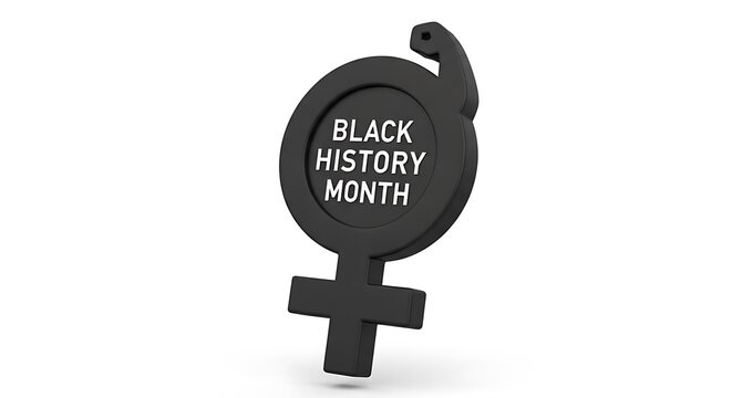 Black history month female gender symbol design with decorative topper detail ornament dimensional celebration awareness heritage american equality activism community education