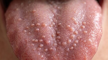 Fototapeta premium Close-up of tongue with Fordyce spots