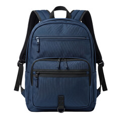 Classic navy blue fabric backpack with zippers © BTG