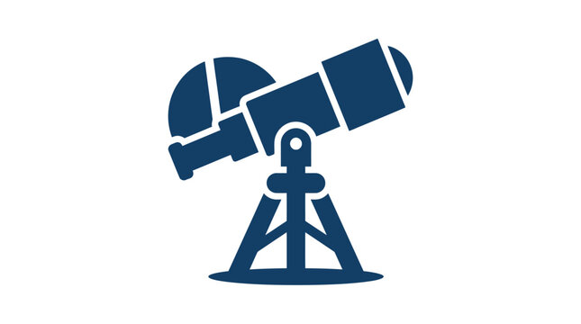 Blue Telescope Icon on White Background