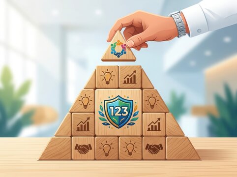 Gamer achievement shield with number 123 on blocks