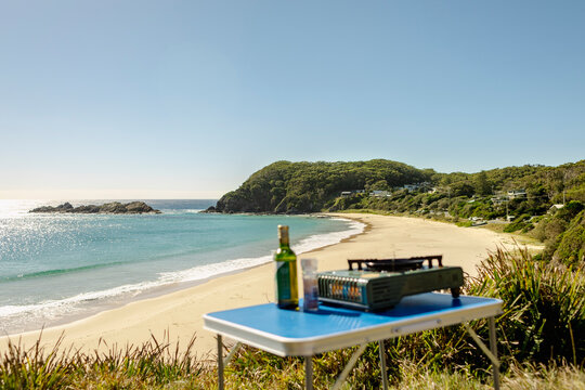 UGC picnic table setup above Seal Rocks beach in NSW Australia