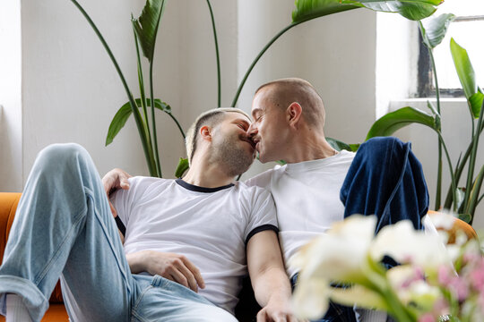 A couple kissing