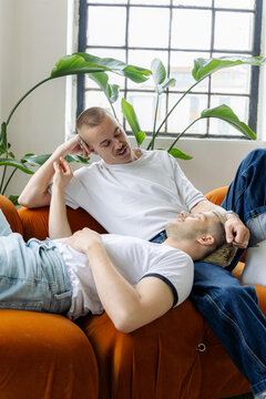 A couple sharing intimate moment