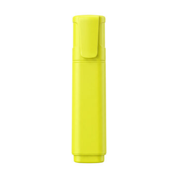 Yellow neon highlighter marker on transparent background