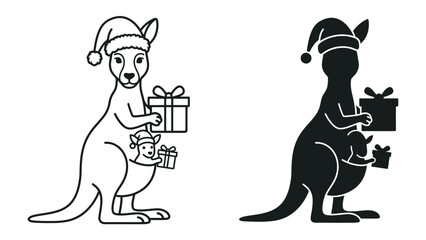 Christmas Kangaroo with Gift © Azizunnahar