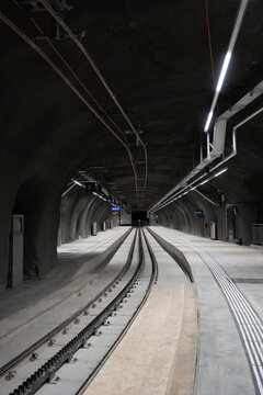 Contemporary Rail Infrastructure Inside a Rock Tunnel