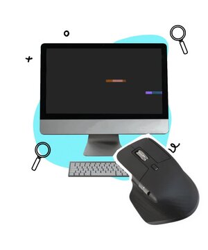 computer monitor and mouse