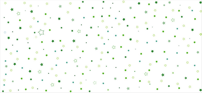 Green scattered star pattern background with random decorative stars seamless festive wallpaper for modern design projects
