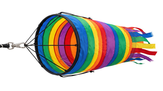 Colorful rainbow windsocks tail with metal clip hanging