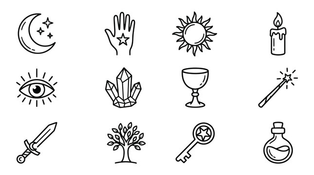 Various occult and mystical symbols.