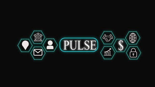 Futuristic Business Technology Banner with Finance, Communication and Security Icons