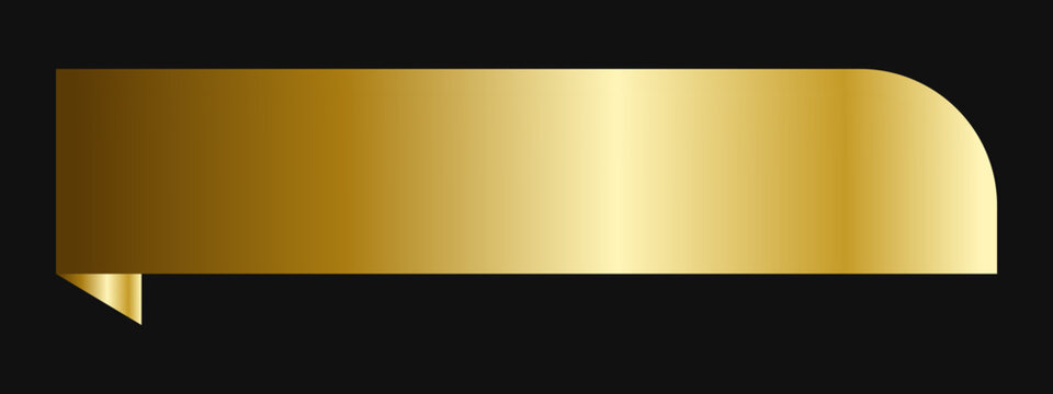 Luxury gold foil banner label royal ribbon 3D metallic bookmark badge template