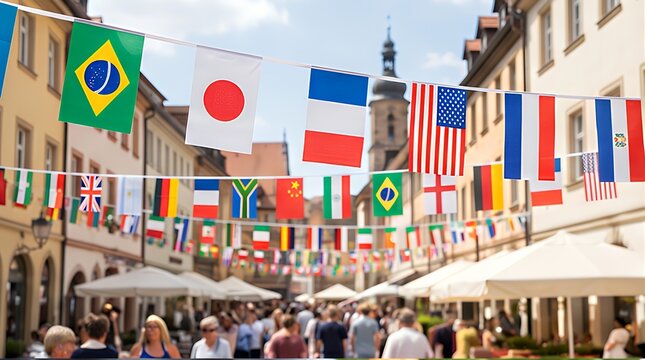 Global Flags Festival: International Street Celebration with Diverse Nations