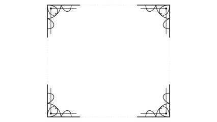 Fototapeta premium Minimalist black ornamental corner layout border on transparent background
