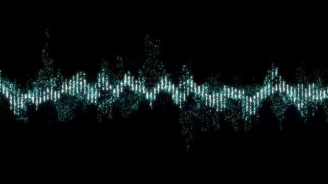 Abstract Blue and White Digital Audio Waveform Equalizer Animation,A minimalist digital audio waveform animation featuring rhythmic sound frequency bars.Ideal for music