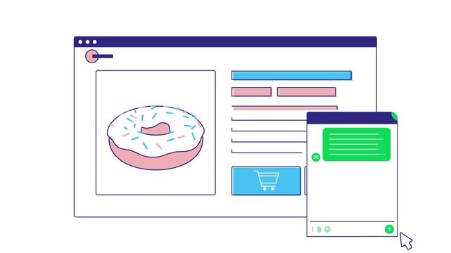 Bakery Product Landing Page with Cake, Shopping Cart and Online Store Interface Animation