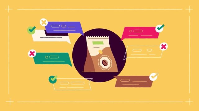Coffee Packaging Quality Inspection Process with Product Features and Food Safety 2D Animation