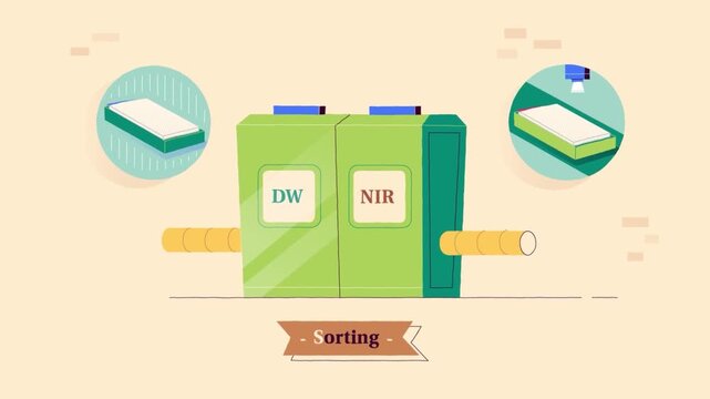 Dry Waste and Non Recyclable Waste Sorting Process for Sustainable Waste Management Animation