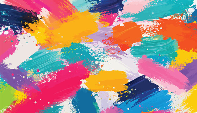 Colorful abstract brushstrokes pattern with vibrant hues and textured paint application art brushstroke texture color hue pigment acrylic oil expressionism modern contemporary artistic