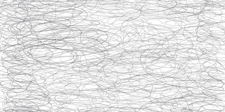 Seamless pattern with gray graphite pencil swirl hatching. Black and white hand drawn texture with squiggles. Light spiral texture. Circle strokes. Grunge pattern with uniform scribbles. eps 10
