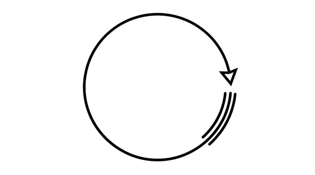A simple circular arrow diagram showing a clockwise rotating loop with three curved motion lines.