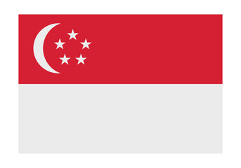 Singapore national flag in rectangular shape, flat minimalist vector illustration featuring red and white colors with crescent moon and five stars isolated on white background © Art Stor Pro