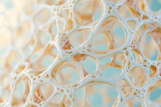 Bone structure and osteoporosis concept human skeletal system and medical research microscopic view of healthy bone tissue