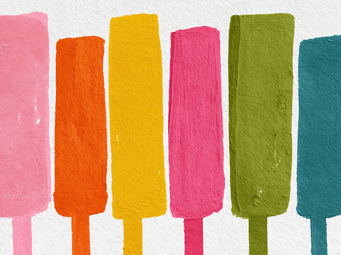 Colorful abstract painting of vertical shapes