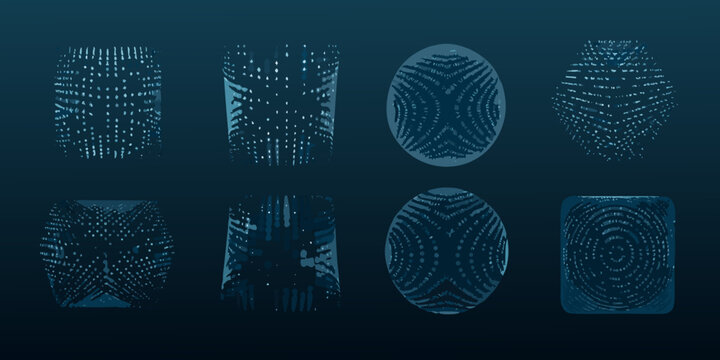 futuristic 3d particle spheres with glowing dots on dark background sphere dot abstract geometric pattern modern technology science art design visualization