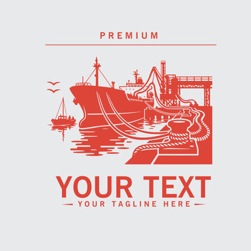Cargo Ship Logo Template Vector