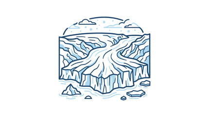 Glacier Landscape Outline Vector Illustration © soka