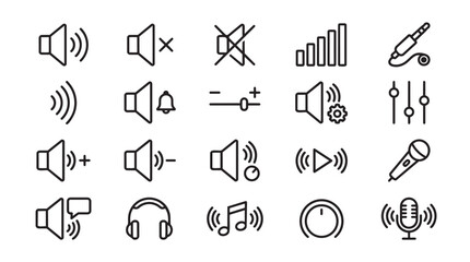 Fototapeta premium Comprehensive collection of audio settings sound media interface icons settings interface