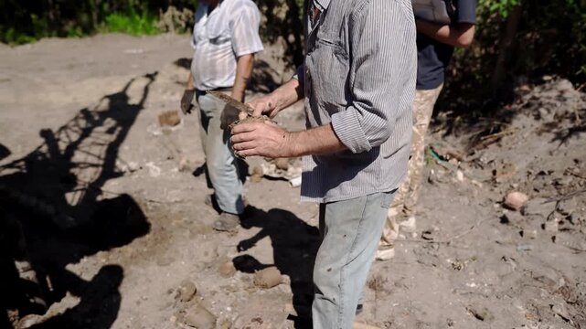 Extracted subsurface soil specimens are prepared for laboratory testing and engineering analysis to evaluate ground conditions before foundation and infrastructure construction in Sumy, Ukraine. 