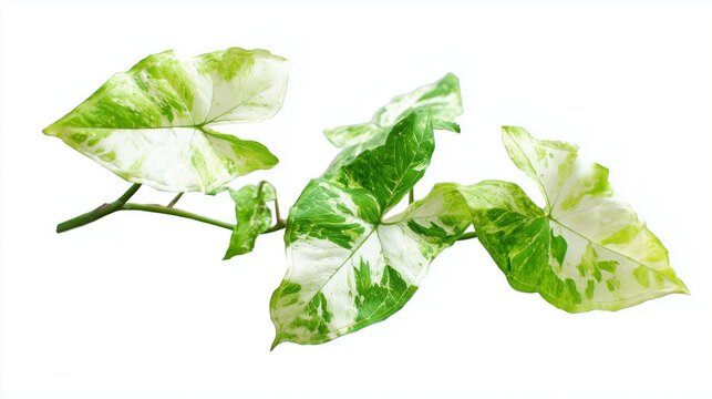 Syngonium podophyllum Albo Variegata isolated on white, arrowhead plant