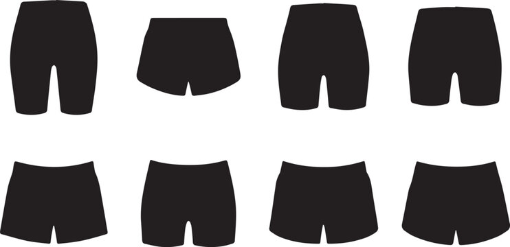 Women shorts and athletic bottom icon collection featuring cycling shorts and casual black silhouettes