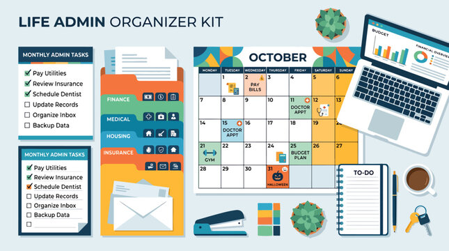 Life admin organizer kit tools.
