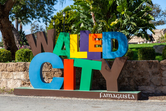 Walled city of Famagusta sign in the old town