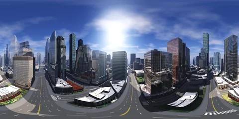 Panorama of the city. Environment map. HDRI map. equidistant projection. Spherical panorama. 3D rendering © ustas