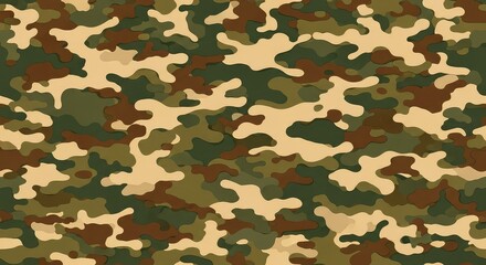 Fototapeta premium A seamless abstract military camouflage pattern featuring organic earthy shapes in olive green, tan, and brown for a rugged tactile texture, modern, design, element